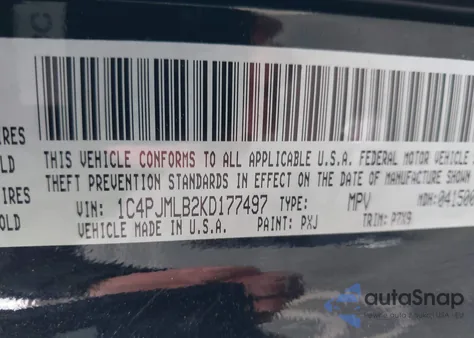 2019 Jeep Cherokee Latitude Plus 4X4 z USA, uszkodzony, nr VIN 1C4PJMLB2KD177497